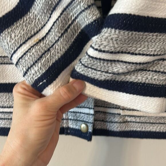 LOFT Breton Striped Nautical Jacket Blue White XS Beach Boat Vacation Preppy - Picture 7 of 12